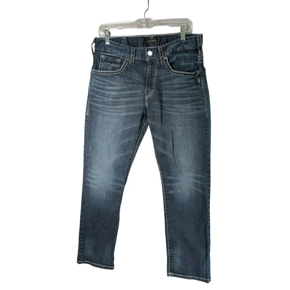 Silver Eddie Jeans Mens 32x30 Blue Relaxed Straight